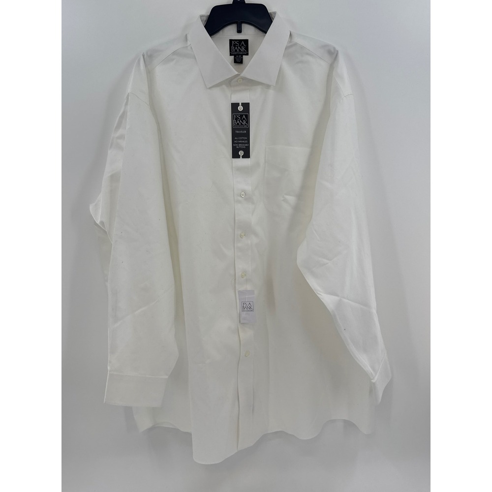 Jos A Bank Travelers Collection White Dress Shirt Mens 19-35‎ Cotton J001908